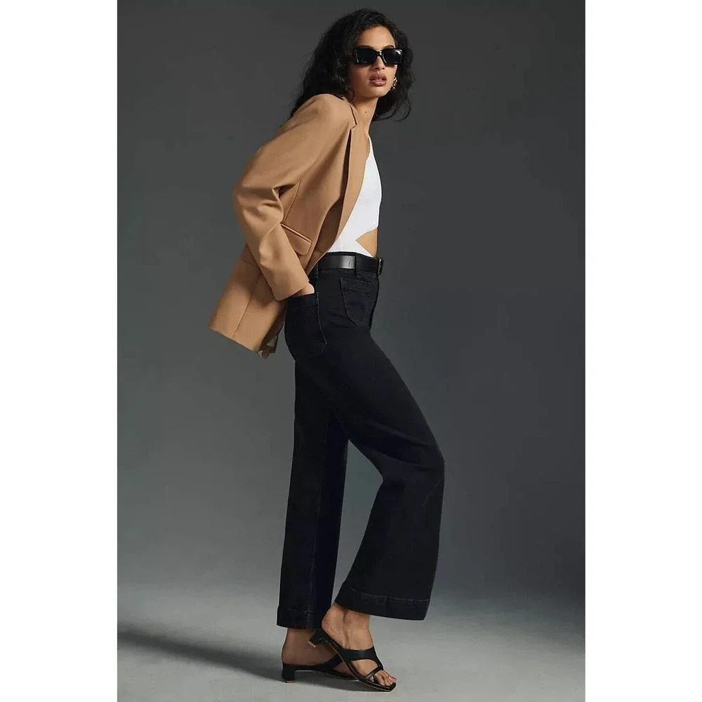 NWT Anthropologie Pilcro The Skipper Wide-Leg Jeans Size 23T Dark Grey - Picture 4 of 15